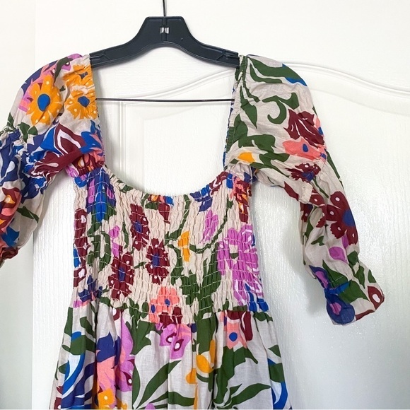 Misa Dress Yolanda Linen Smocked Ruffle Midi Summer Wedding Casita Flora M EUC - Picture 5 of 7